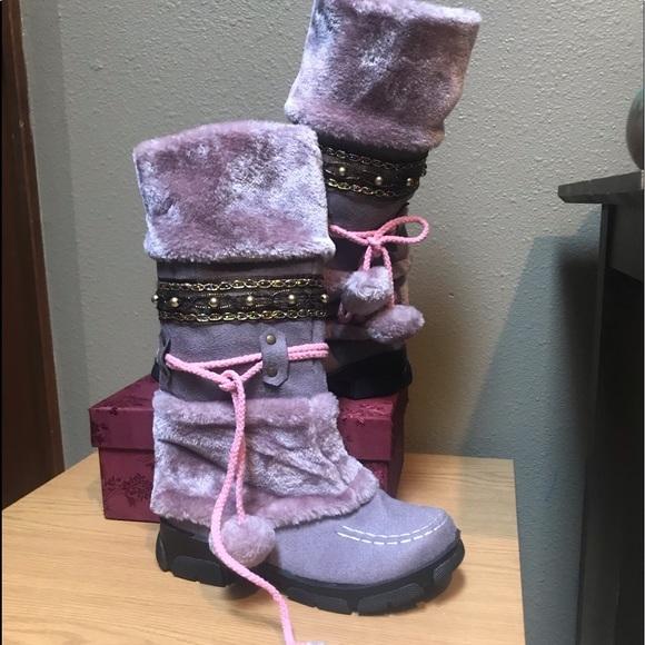 Gracosy Shoes - Gracosy winter boot, lavender pink 8 NEW